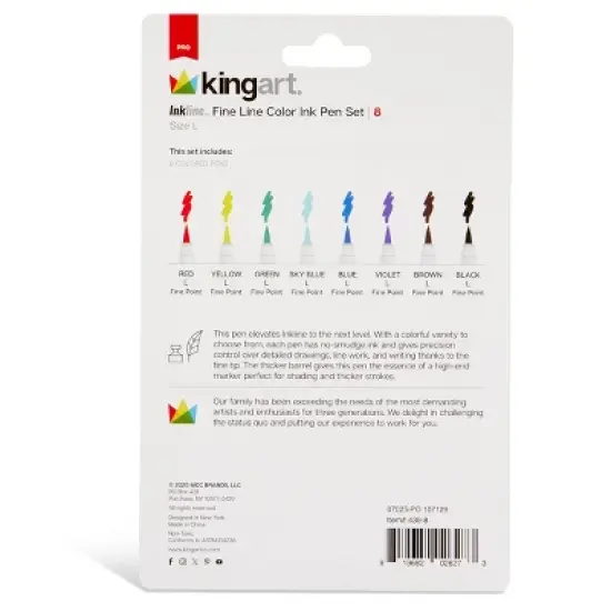 KINGART Inkline&trade; Large Tip Pens 8 Colors image {6}