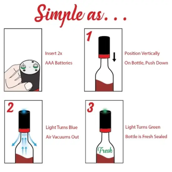 Brentwood Portable Automatic Vacuum Wine Preserver and Bottle Stopper in Black image {6}