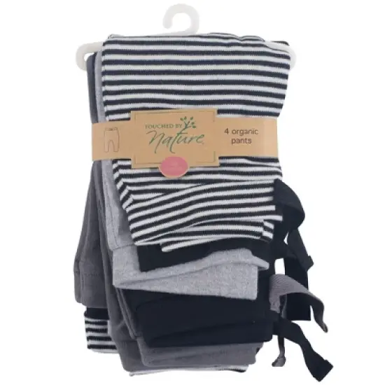 Touched by Nature Baby and Toddler Boy Organic Cotton Pants 4pk, Black Gray image {1}