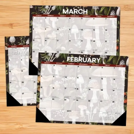 Willow Creek Press 22"x17" 2026 Mushrooms Large Monthly Deskpad image {1}