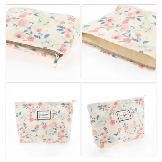 Unique Bargains Women Durable Drawstring Cosmetic Bag Beige 1 Pc image {2}