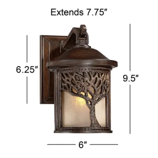 John Timberland Rustic Outdoor Wall Light Fixture Bronze 9 1/2" Tree Etched Glass Sconce for Exterior House Deck Patio Porch Lighting image {5}