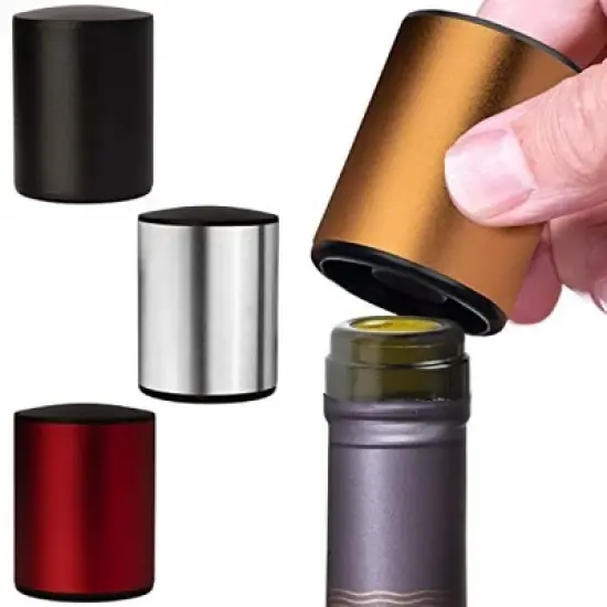 Maplefield Vacuum Wine Stoppers - Leak-Proof Vacuum Pump Wine Preserver - Resealable Wine Vacuum Stopper - Metal - 4 Pack [Combo] image {8}