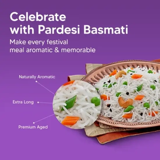 Pardesi Basmati Rice 10LB, Extra Long Grain - Premium Quality, Aromatic Flavor, Soft Texture, Perfect Cooking Choice Perfect for all cuisines. image {11}