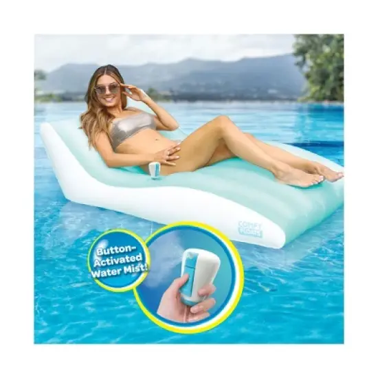 Comfy Floats 13 Foot Misting Inflatable Party Platform For Up To 6 & Comfy Floats Inflatable Misting Chaise Lounger Pool Float image {2}