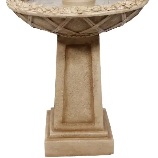 Sunnydaze 28"H Electric Polyresin 2-Tier Beveled Flower Outdoor Bird Bath Water Fountain image {4}
