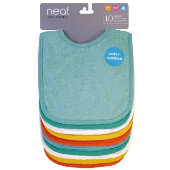 Neat Solutions&nbsp;Water-Resistant Lined Infant Bib Set - Neutral Bright - 10pk image {1}