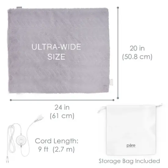 Pure Enrichment Pure Radiance Ultra-Wide Luxury Heating Pad - 20" x 24" - Amethyst Dusk image {5}