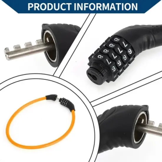 Unique Bargains Bicycle Lock Security Lock Resettable 4 Digit Combination Chain Bike Lock Orange image {1}