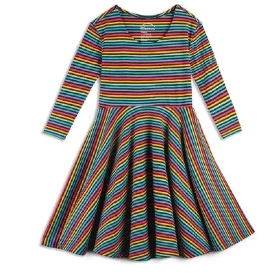 Mightly Toddler Fair Trade Organic Cotton Print 3/4 Sleeve Twirl Dress image {8}