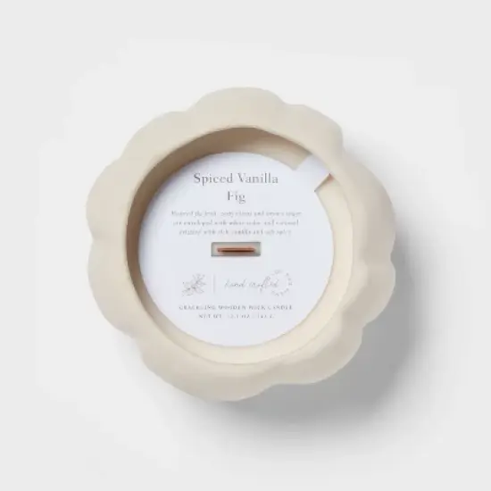 12oz Brushed Abstract Pumpkin Ceramic with Woodwick and Dustcover Spice Vanilla Fig Candle - Threshold&trade; image {4}