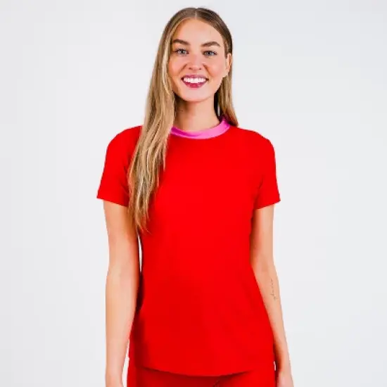 Calypsa Womens Mock Neck Color Block Rash Guard image {3}