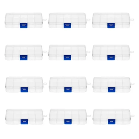 Juvale 12 Pack Mini Clear Storage Containers with 10 Grid Dividers, Small Plastic Tackle Box for Beads, Buttons, DIY Jewelry (2.5 x 5 in) image {7}