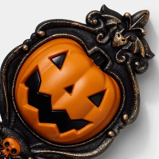 10" Animated Pumpkin Door Knocker Halloween Decorative Prop - Hyde and EEK! Boutique&trade;: Light-Up, Sheltered Outdoor Use, Includes Batteries image {2}