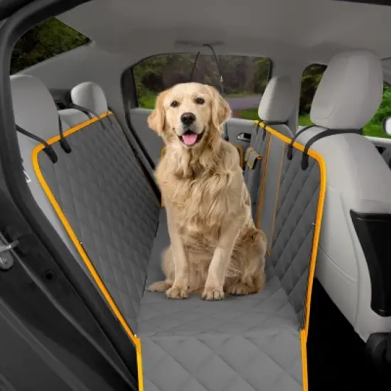 PAWBEE Dog Car Seat Cover &ndash; Premium Nonslip Dog Seat Covers for Cars + seat belt &ndash; Waterproof Pet Hammock with Front Mesh Window for car, SUV, Truck image {1}