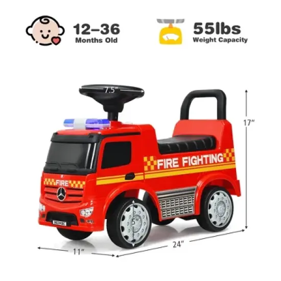Costway Kids Ride On Fire Engine Licensed Mercedes Benz Push and Ride Racer Red image {3}