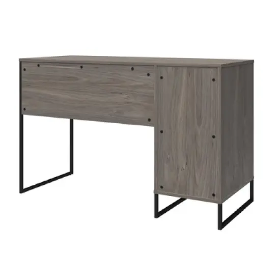 Pacer Single Pedestal Computer Desk Gray Oak - Room & Joy image {5}