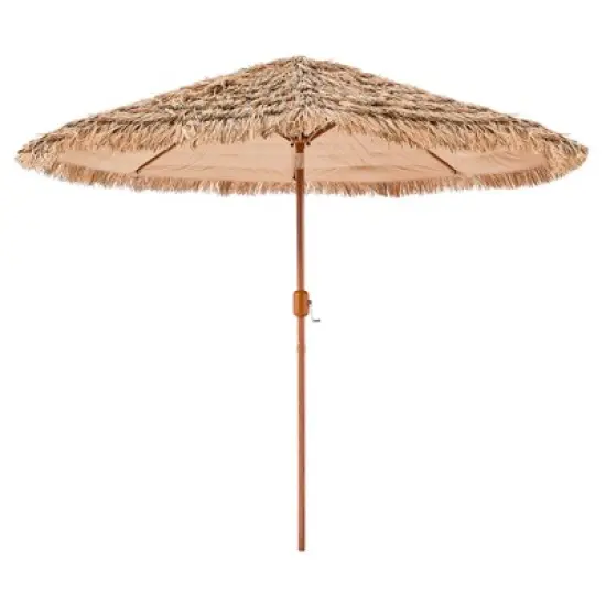 VEVOR Tiki Umbrella, 9 ft Thatched Patio Umbrella with Tilt, Hawaiian Style Beach Parasol with Durable PP Thatch and 8 Metal Ribs, Original Color image {8}