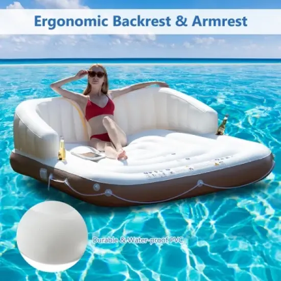 Tangkula Floating Canopy Island Inflatable Pool Float Lounge Raft w/ Retractable Canopy image {1}