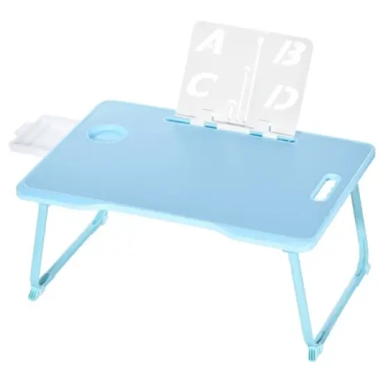 Unique Bargains Laptop Bed Desk Tray Portable Desk with Storage Drawer Reading Holder Water Slot Foldable Table image {6}