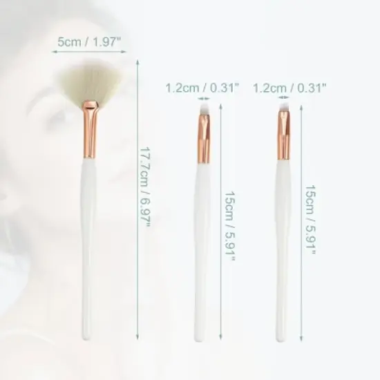 Unique Bargains Makeup Brushes and Sets White 3 Pcs image {4}