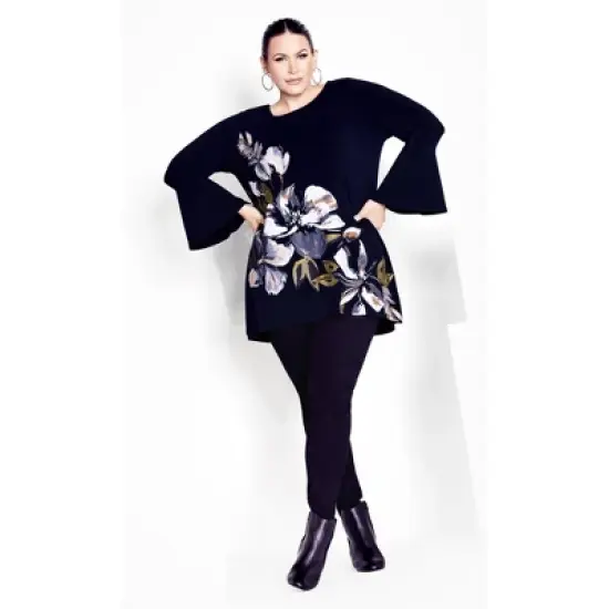 Women's Plus Size Brenda Placement Tunic - navy | EVANS image {1}