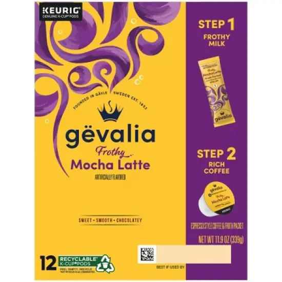 Gevalia Kaffe Mocha Latte Espresso Roast Coffee Single Serve Pods - 12ct image {1}
