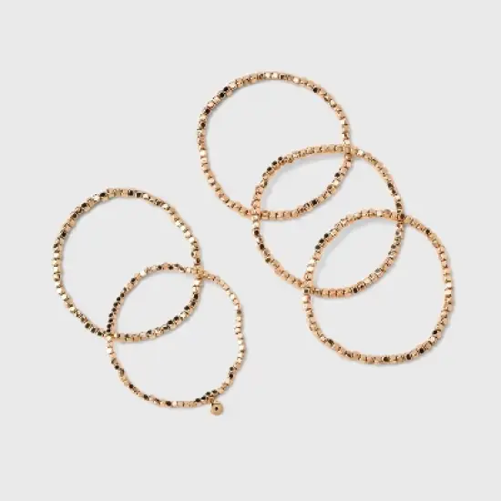 Beaded Stretch Bracelet Set 5pc - Universal Thread&trade; Gold image {2}