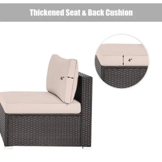 Tangkula 2PCS Patio Sectional Armless Sofas Outdoor Rattan Furniture Set w/ Cushions image {7}