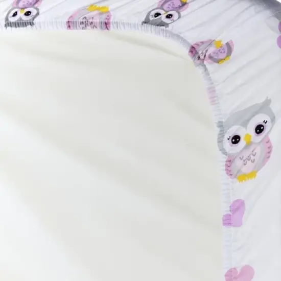 Everyday Kids 2-Pack Bassinet Sheets &ndash; 100% Cotton Percale, Owls & Pink, Soft Fitted Sheets for Baby Girl, Fits Oval & Rectangular Bassinet Mattresses image {11}