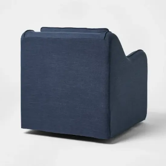 Slipcover style upholstered swivel accent chair Blue - Threshold&trade; designed with Studio McGee image {3}