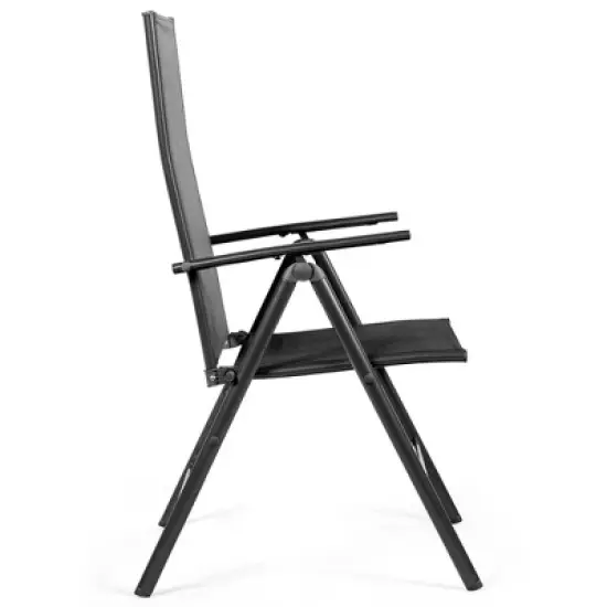 Costway Set of 2 Patio Folding Chair Recliner Adjustable  Black image {2}
