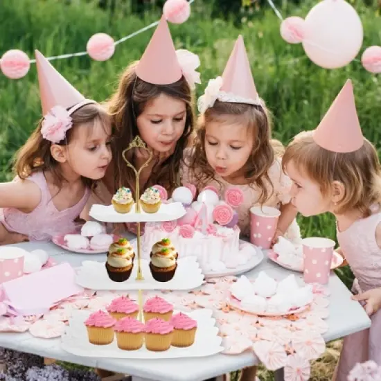 Unique Bargains 3 Tier Dessert Cupcake Stand Square Cup Cake Holder Tower with Tiered Serving Tray for Donuts Fruits White Gold Tone image {5}