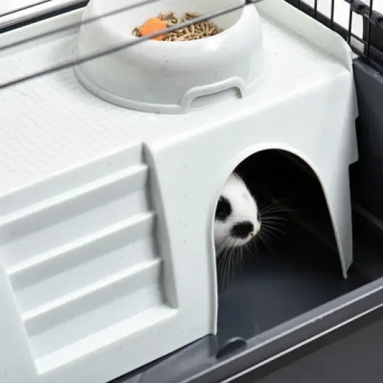 PawHut Two-Story Small Animal Cage Removable from Stand, Guinea Pig, Hedgehog, Chinchilla, Ferret, Shelf & Wheels image {3}