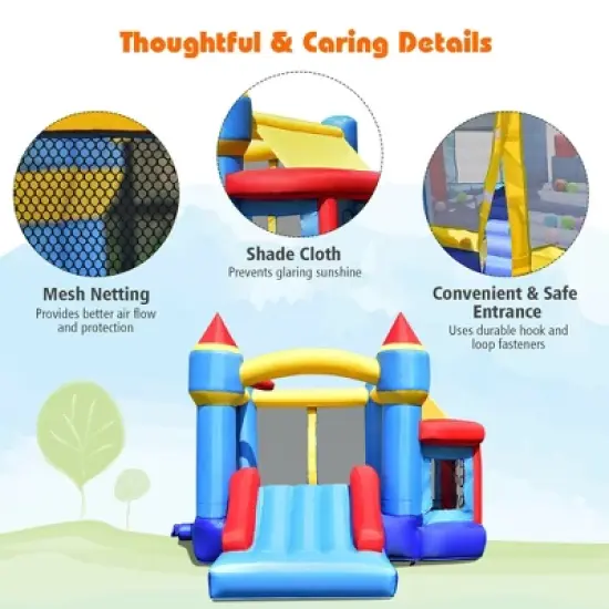 Costway InflatableBounce House Castle Slide Bouncer Kids Shooting Net/Without Blower image {7}