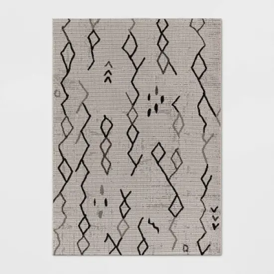 Grace Sketch Diamond Indoor/Outdoor Rug - Black/White - Project 62&trade; image {5}