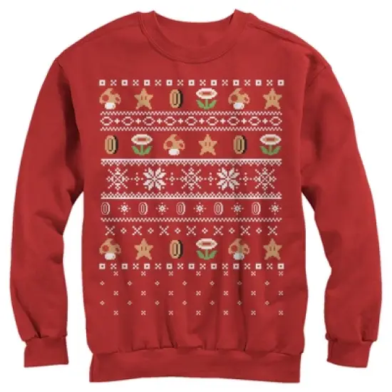 Men's Nintendo Ugly Christmas Mario Points Sweatshirt image {2}