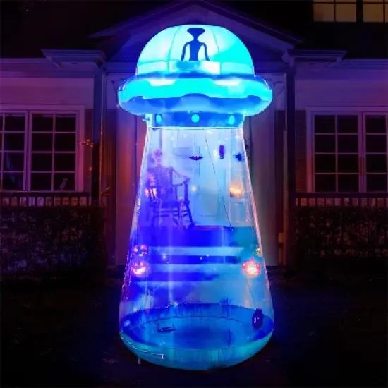 Joyfy 6/9/12 FT Tall Halloween Inflatable Outdoor Decoration, Inflatable Blue UFO with LEDs for Halloween Party Yard Garden Lawn Outside Decoration image {11}