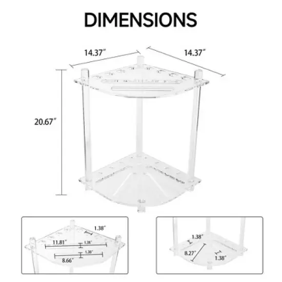 GSE Clear Acrylic Corner-Style Floor Stand Billiard Pool Cue Rack, Holds 8 Pool Cue Sticks, 2 Ball Racks and Full Set of Pool Balls image {1}
