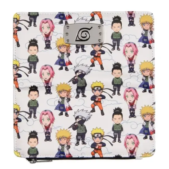 Naruto Shippuden Chibi Figures Snap Closure Faux Leather Wallet For Women White image {2}