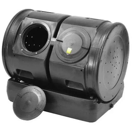 Good Ideas Large Plastic 7 Cubic Foot Capacity Compost Collecting Wizard Outdoor Garden Dual Tumbler Compost Container Tank, Black image {1}