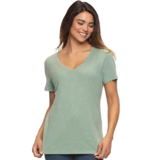 Felina Women's Slub Jersey V-Neck Tee | Short Sleeve T-Shirt image {3}