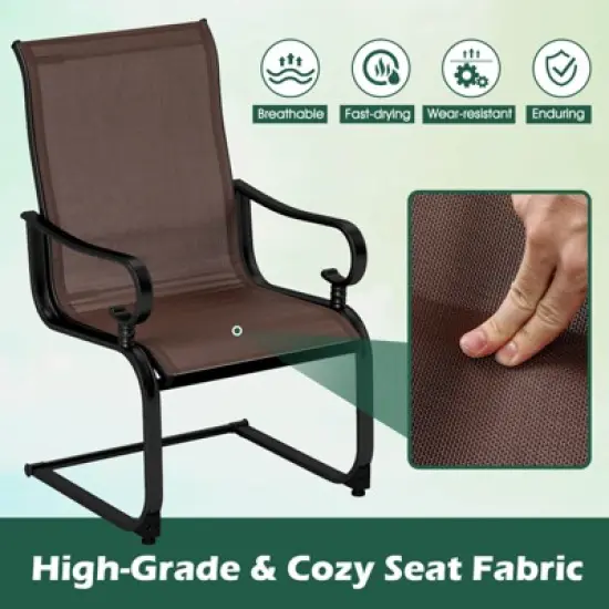 Costway Set of 2 Patio Chairs C-Spring Motion Chairs with Quick-drying & Breathable Fabric image {5}