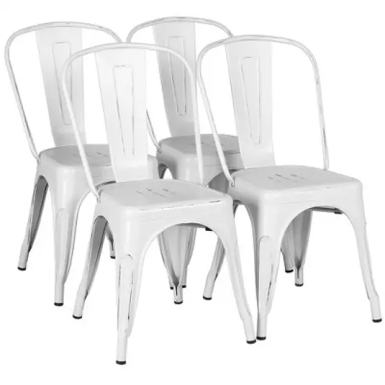 Yaheetech Pack of 4 Stackable Classic Metal Dining Chair for Indoor Outdoor image {8}