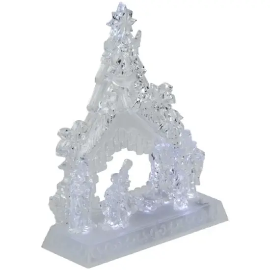 Northlight LED Lighted Nativity Scene in Stable Acrylic Christmas Decoration - 10.75" image {2}