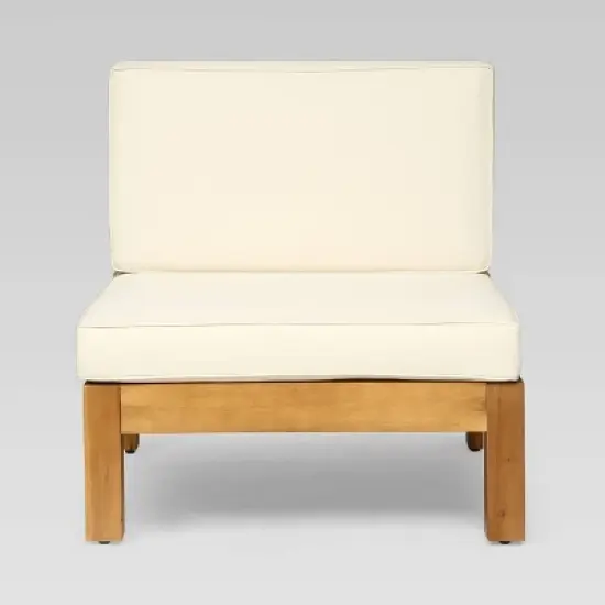 Brava 4pc Acacia Modular Sofa and Table Set - Teak/Beige - Christopher Knight Home image {5}