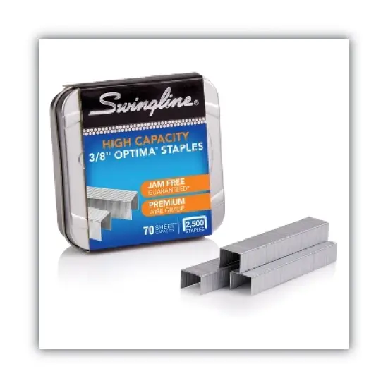 Optima High-Capacity Staples, 0.38" Leg, 0.5" Crown, Steel, 125/Strip, 20 Strips/Box image {2}