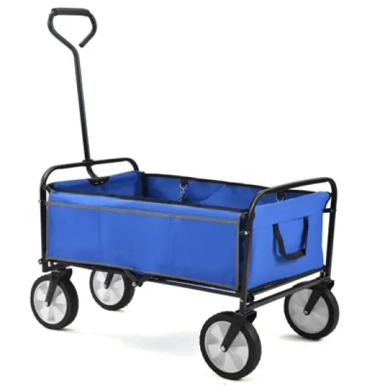 DSVIMOY Portable Folding Beach Wagons with Wheels, Portable Carts with Adjustable Handle, Blue, 37"*20"*45" image {5}