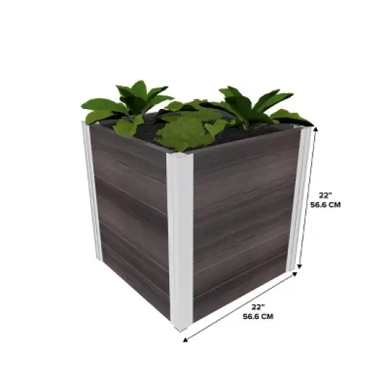 Vita 22" Wide Urbana Cube Square Planter Box Espresso image {5}