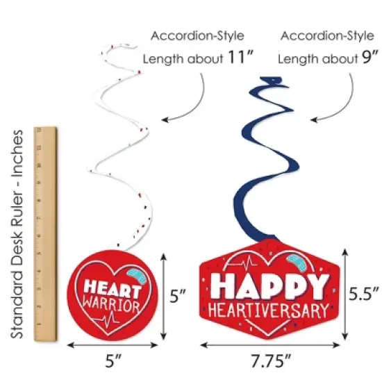 Big Dot of Happiness Happy Heartiversary - CHD Awareness Hanging Decor - Party Decoration Swirls - Set of 40 image {5}